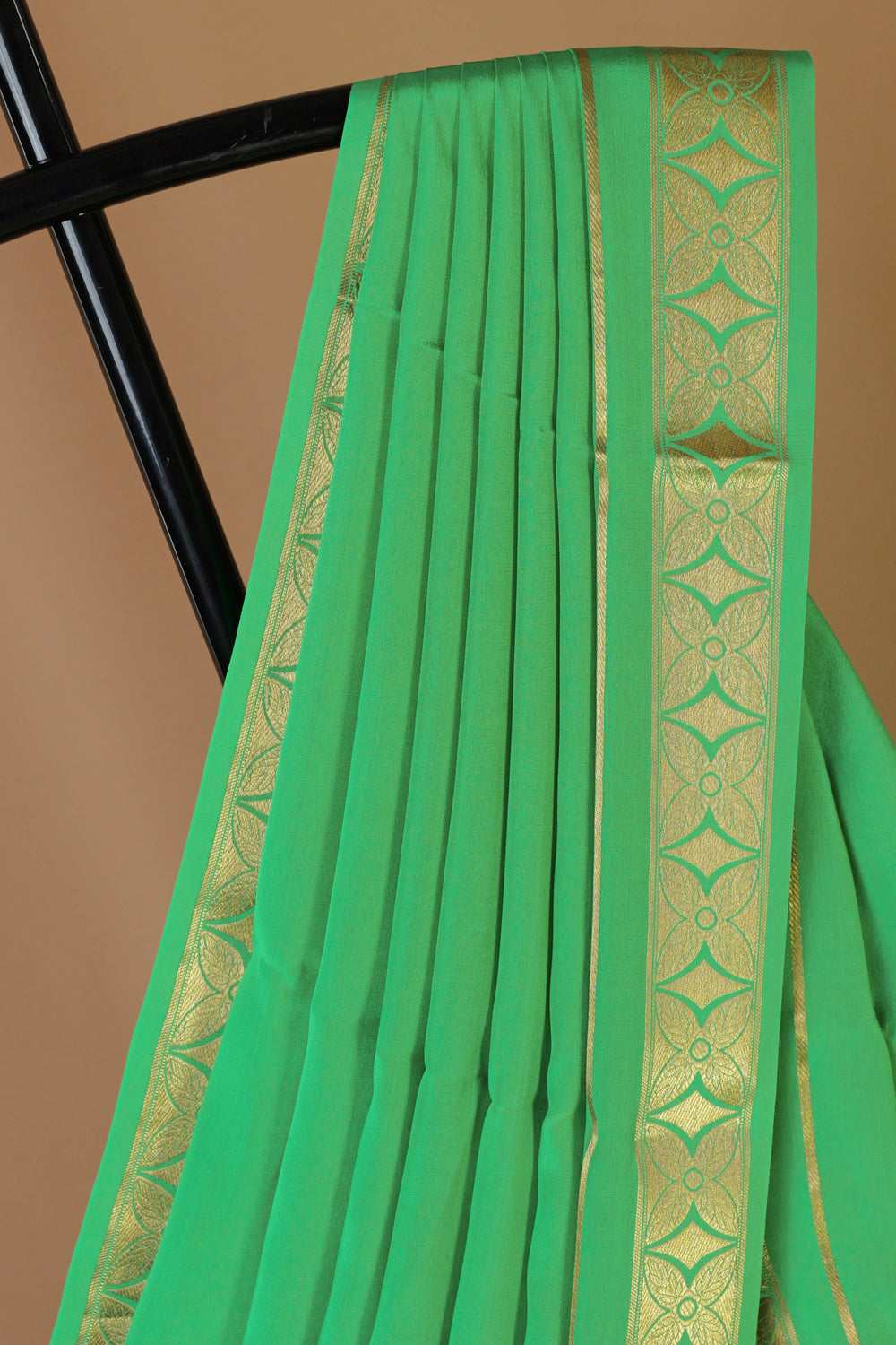 PISTA GREEN CREPE MYSORE SILK SAREE