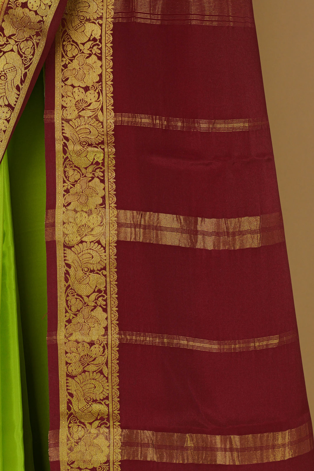 GREEN MAROON PURE MYSORE SILK SAREES