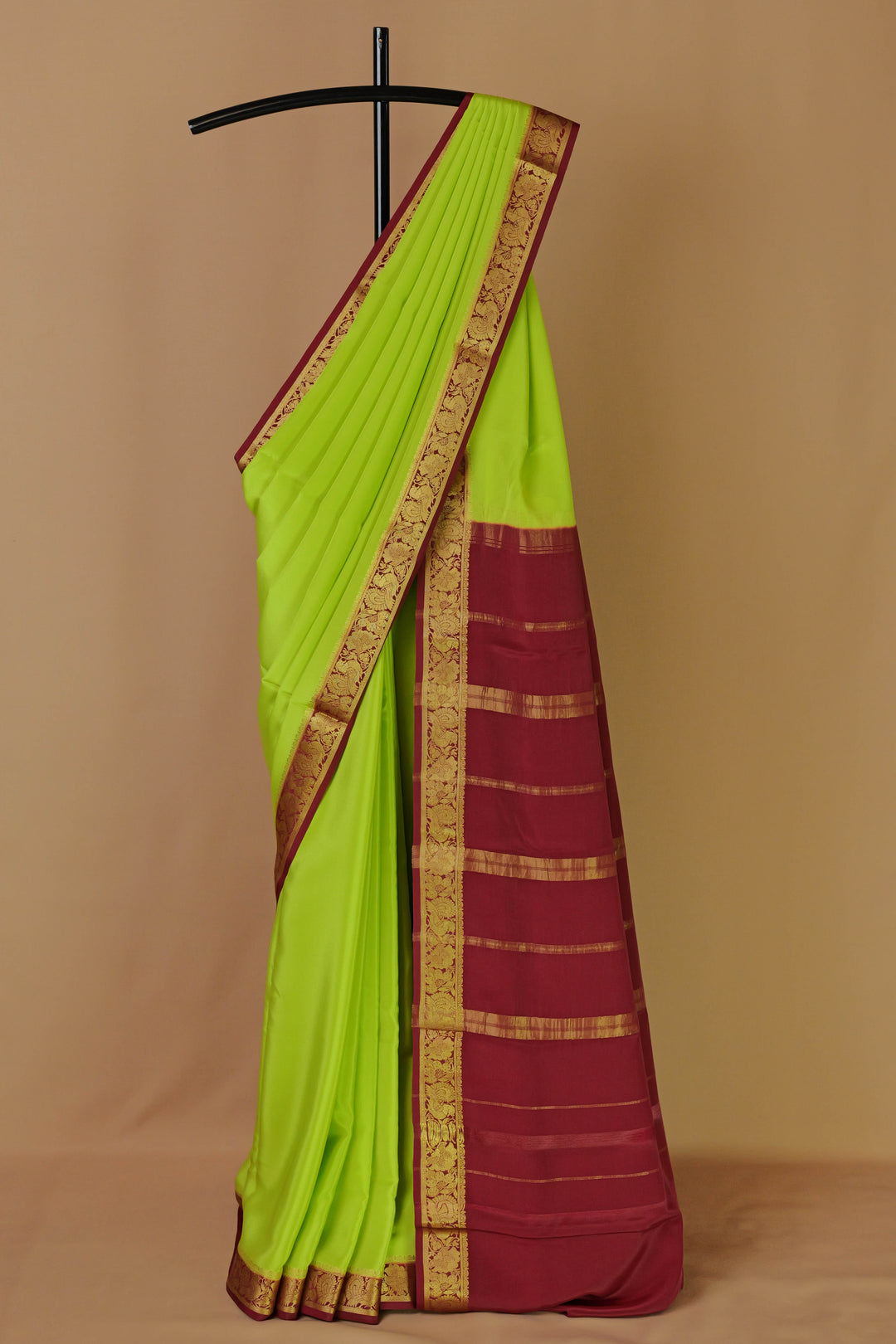 GREEN MAROON PURE MYSORE SILK SAREES