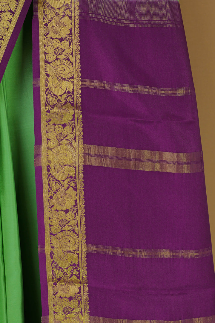 GREEN PURPLE CREPE MYSORE SILK SAREE