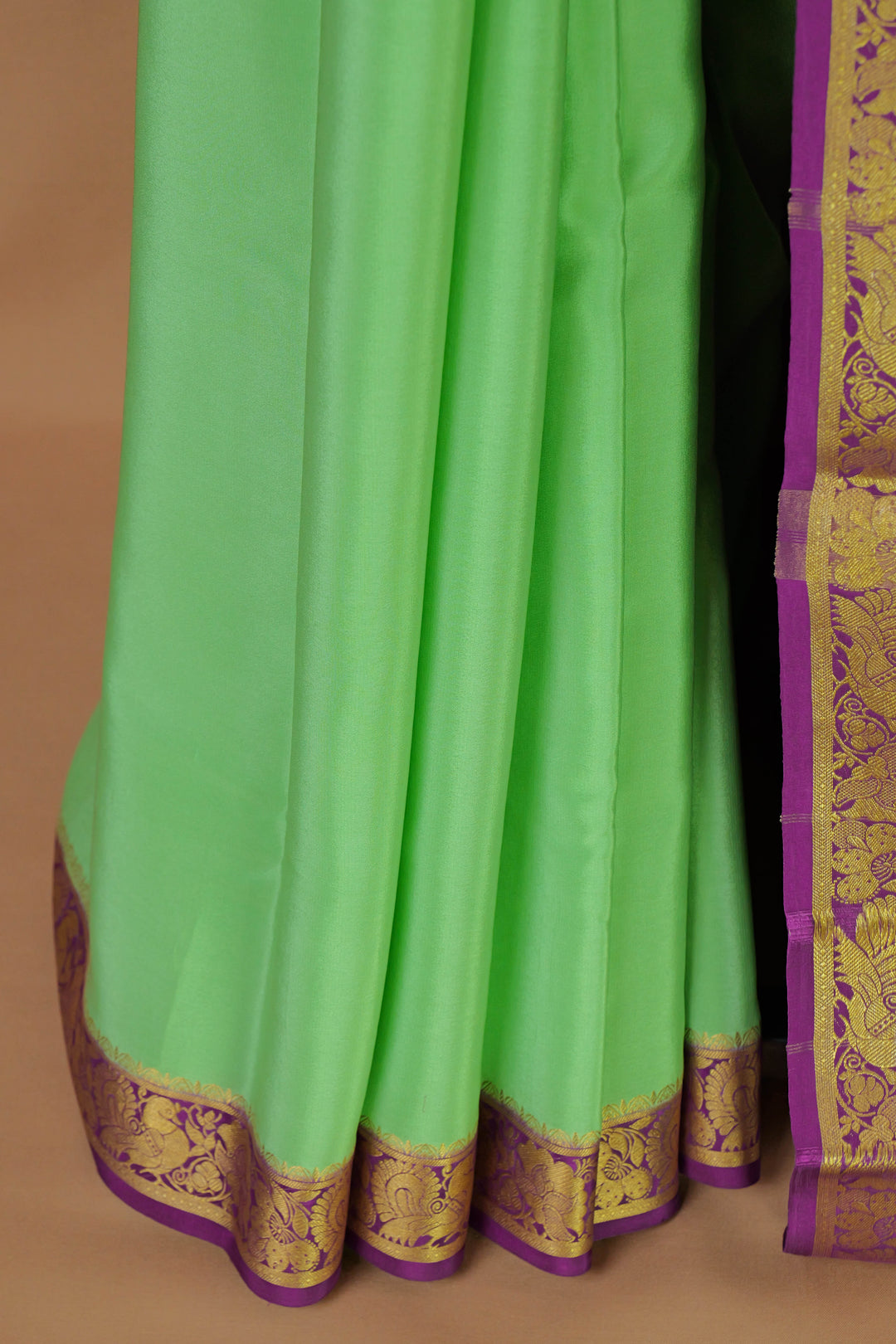 GREEN PURPLE CREPE MYSORE SILK SAREE