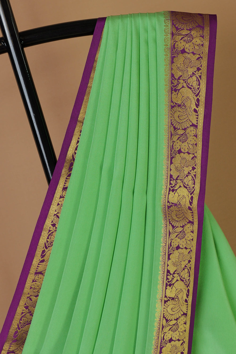 GREEN PURPLE CREPE MYSORE SILK SAREE