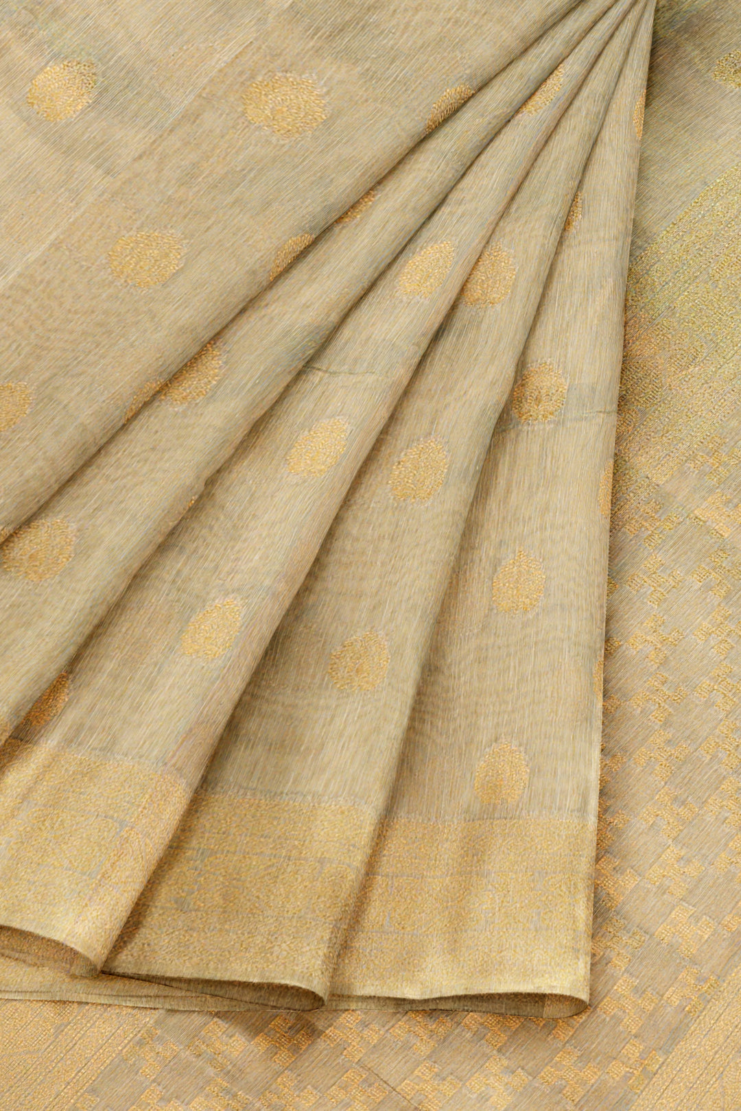 GOLDEN COLOUR BLENDED TISSUE BANARASI HANDLOOM SAREE - ATHARVA