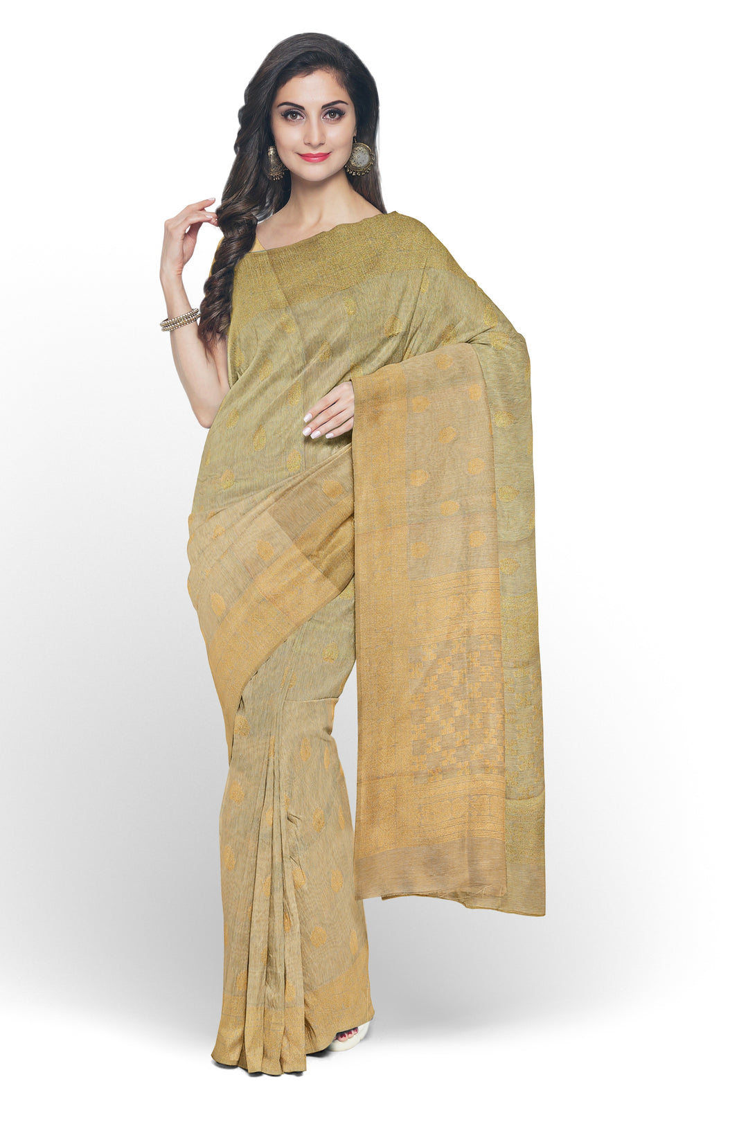 GOLDEN COLOUR BLENDED TISSUE BANARASI HANDLOOM SAREE