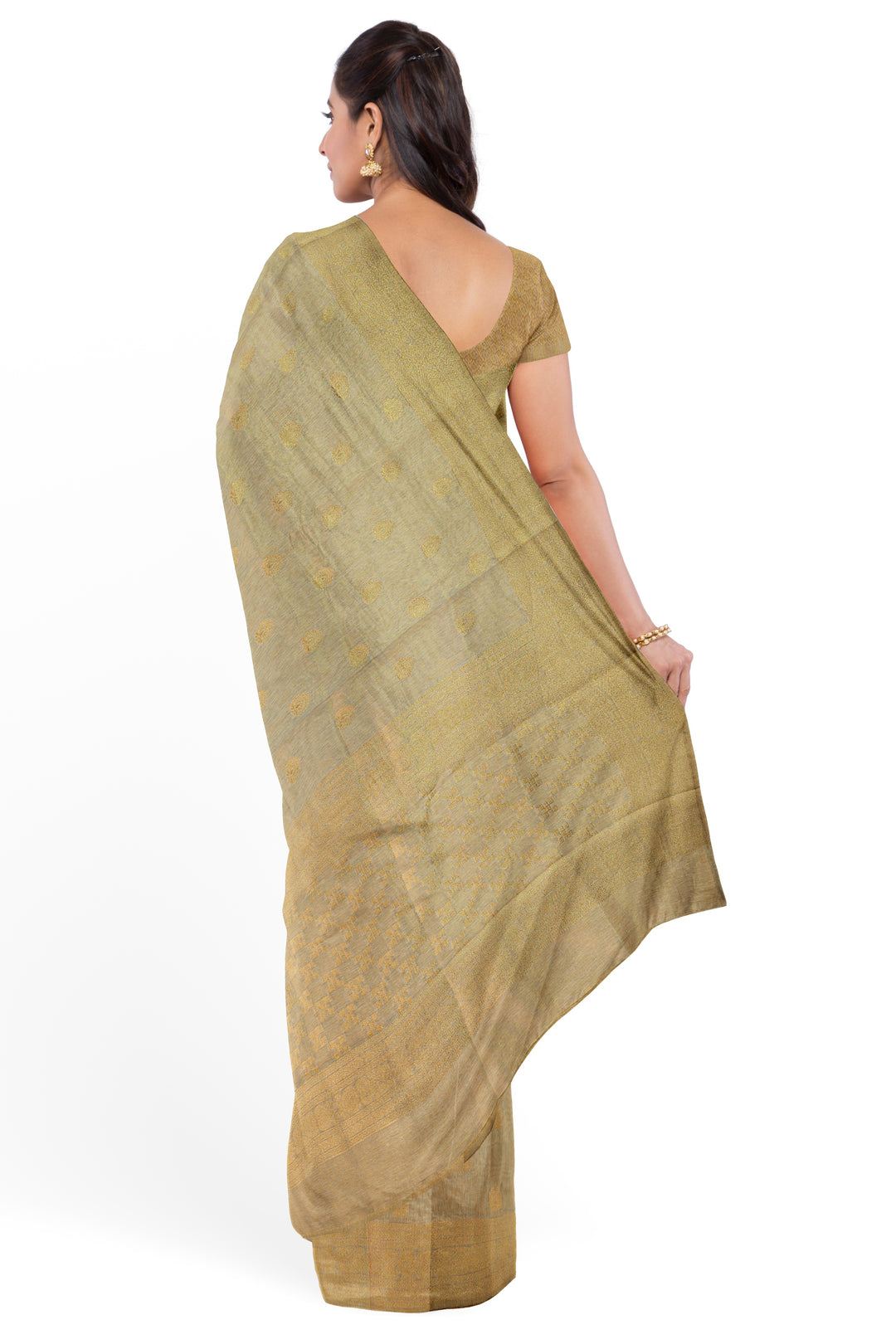 GOLDEN COLOUR BLENDED TISSUE BANARASI HANDLOOM SAREE - ATHARVA