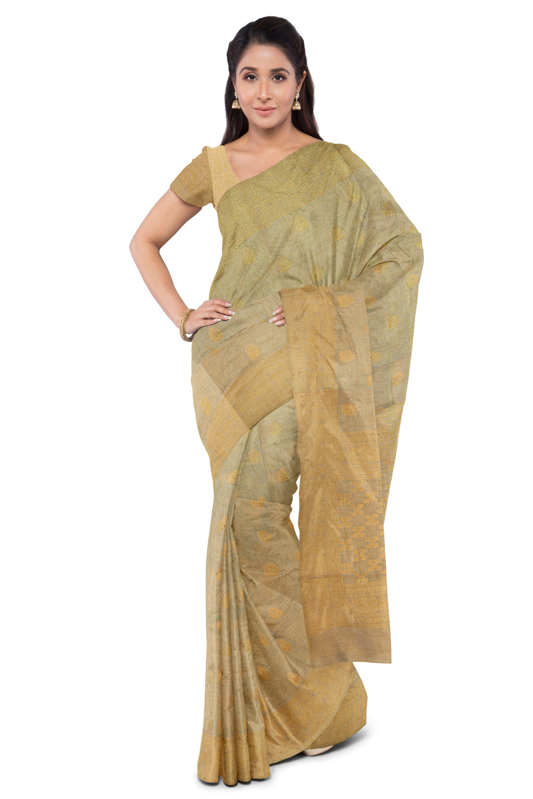 GOLDEN COLOUR BLENDED TISSUE BANARASI HANDLOOM SAREE