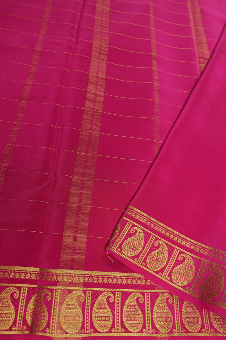 Gray Mysore silk sarees with pink pallu.