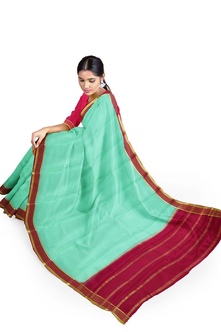 GreenMysoreCrepeSaree