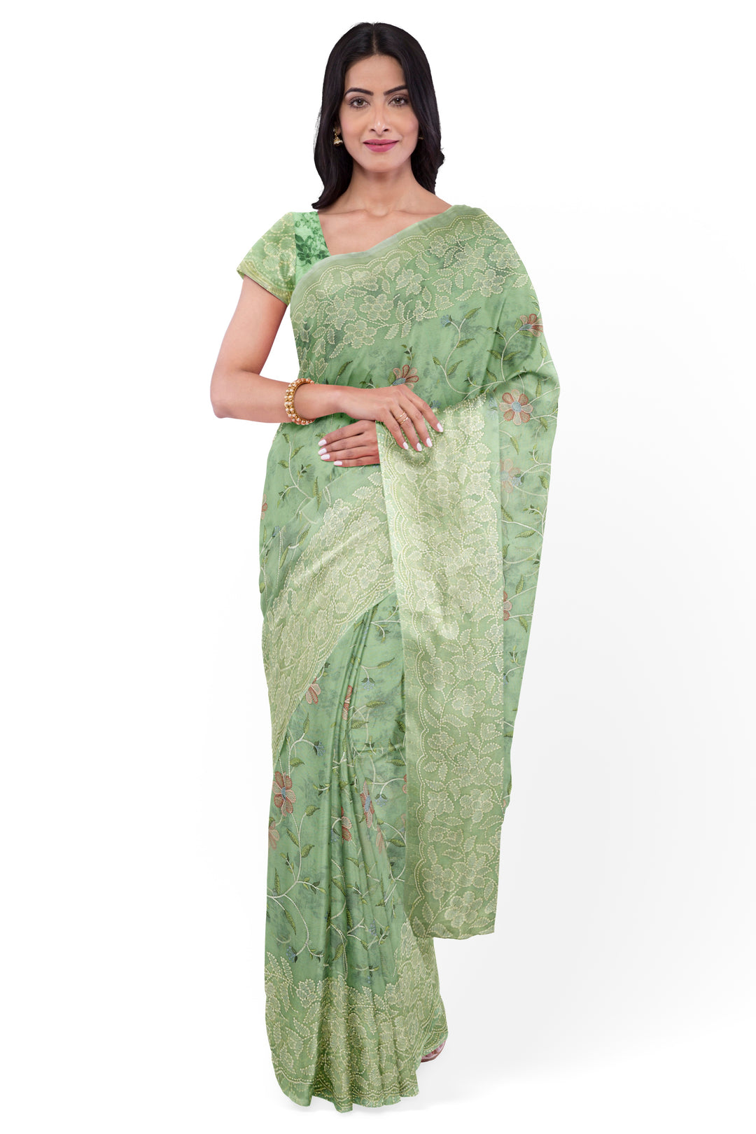 HANDWOVEN PASTEL MINT GREEN ORGANZA SILK SAREE