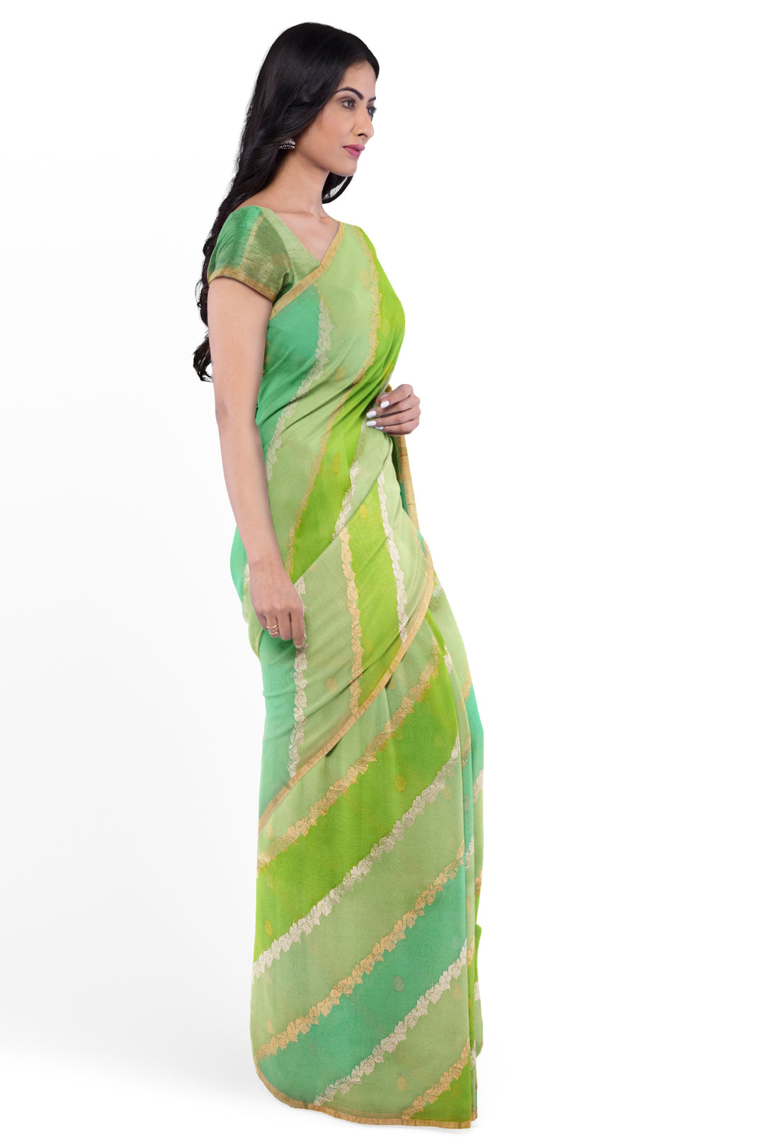 GREEN COLOUR ORGANZA BANARASI WITH RANGKAT WEAVING HANDLOOM SAREE