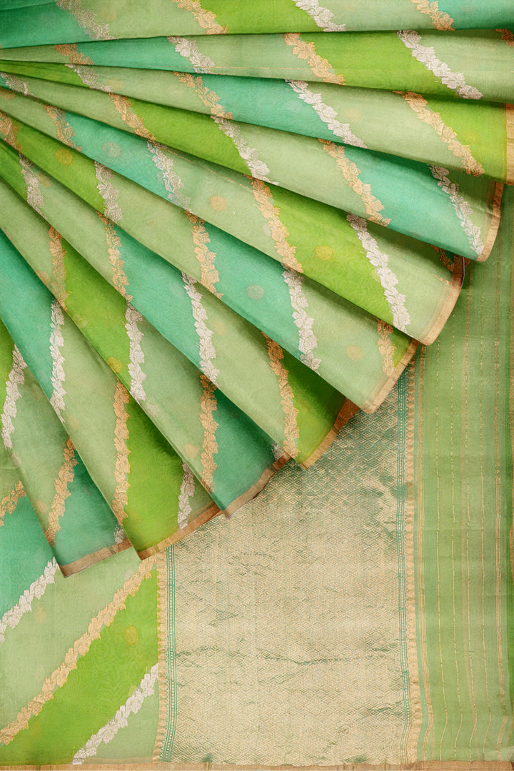 GREEN COLOUR ORGANZA BANARASI WITH RANGKAT WEAVING HANDLOOM SAREE