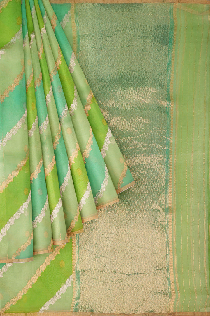 GREEN COLOUR ORGANZA BANARASI WITH RANGKAT WEAVING HANDLOOM SAREE