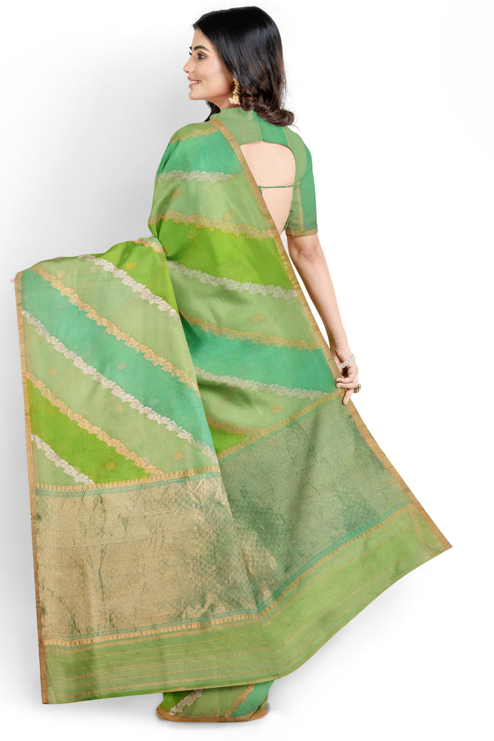 GREEN COLOUR ORGANZA BANARASI WITH RANGKAT WEAVING HANDLOOM SAREE