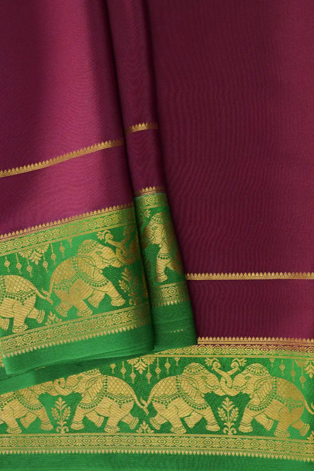 Green Color Contrast Border mysore crepe silk sarees