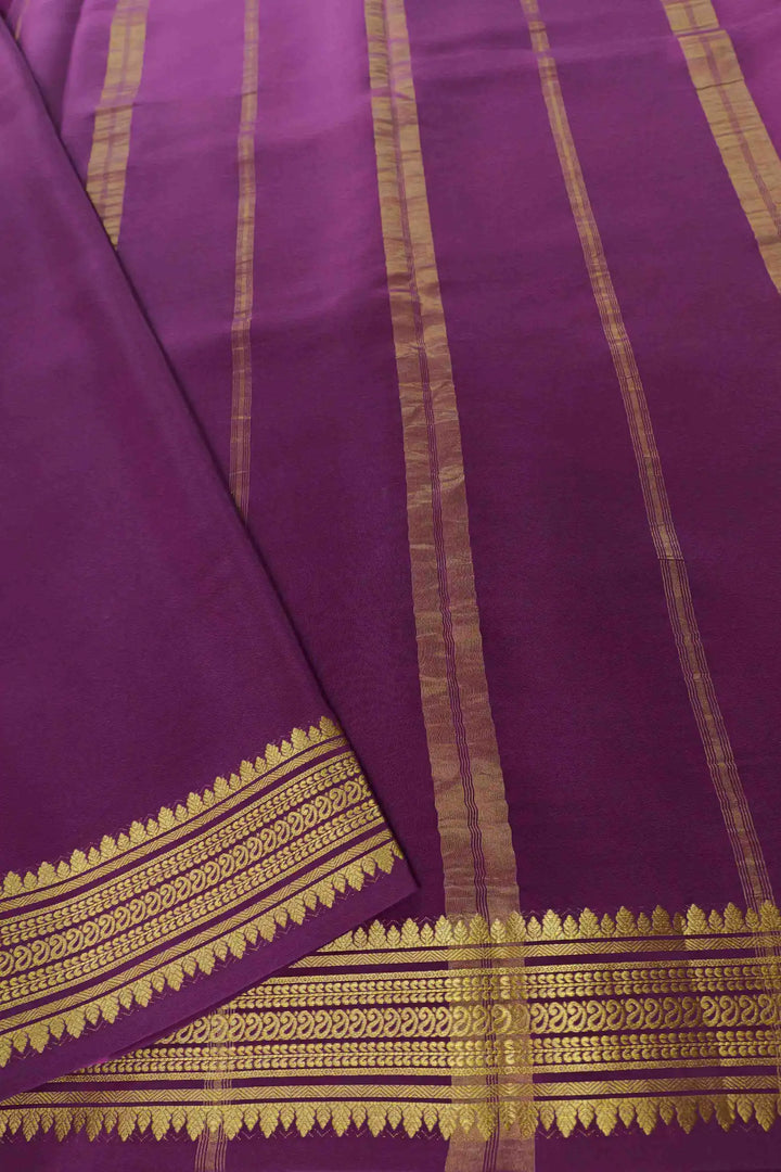 Green Mysore Silk Saree with rich purple pallu