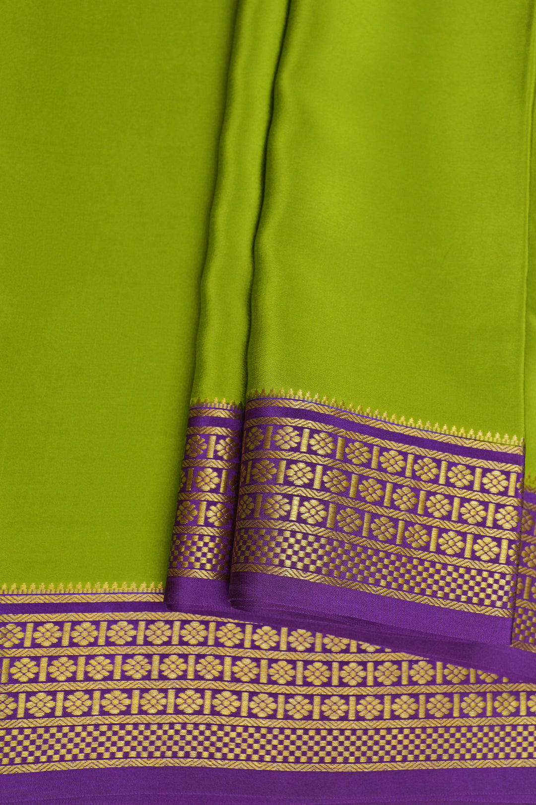Green Mysore Silk new collection sarees with purple border