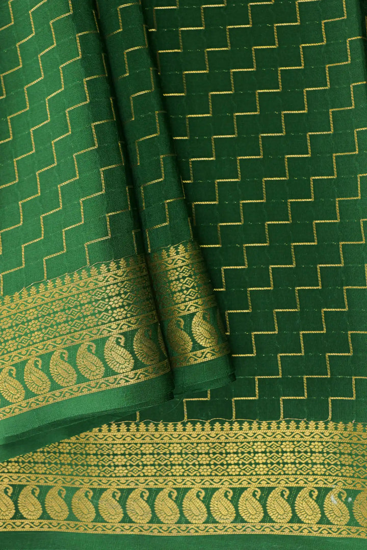 Green Mysore silk saree with gold border design