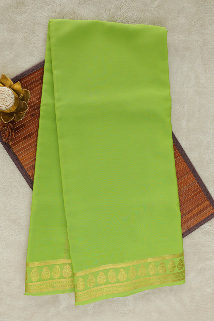 Green Mysore silk saree with gold zari border