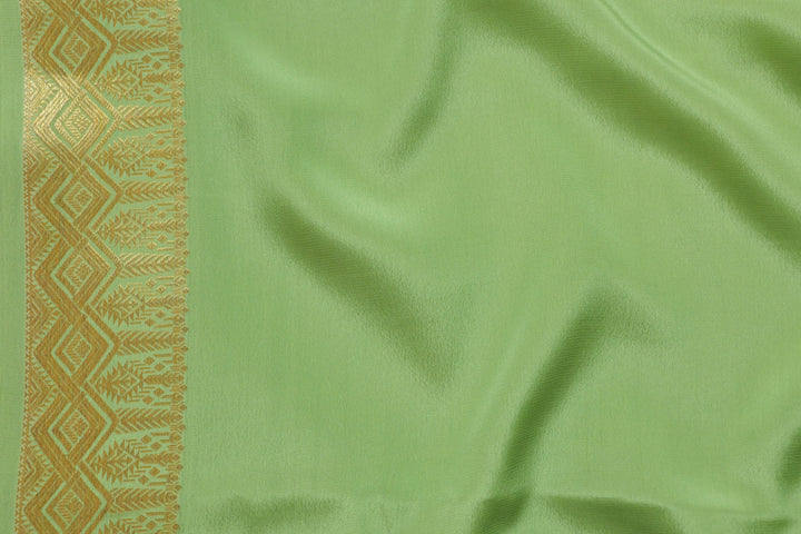 Green Pure Crepe Mysore Silk Saree with green blouse - ATHARVA
