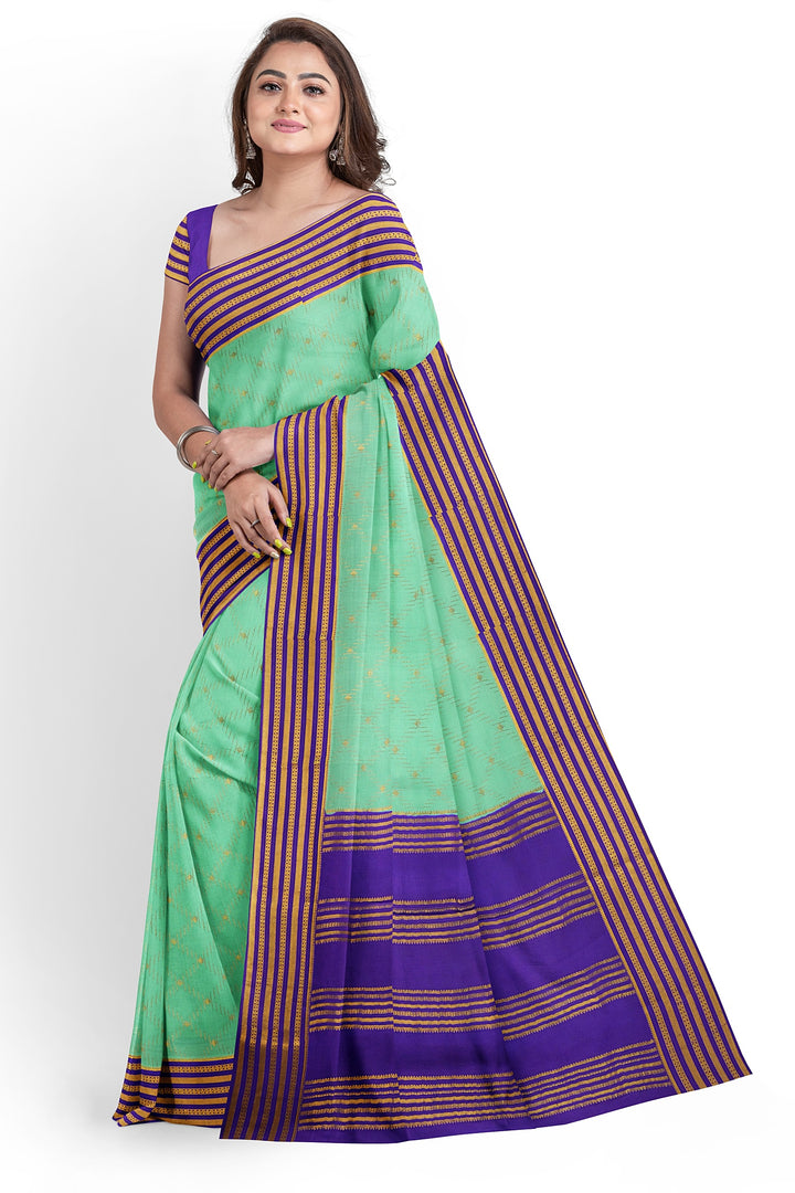 Sea Green Pure Mysore Crepe Silk Saree | SILK MARK CERTIFIED