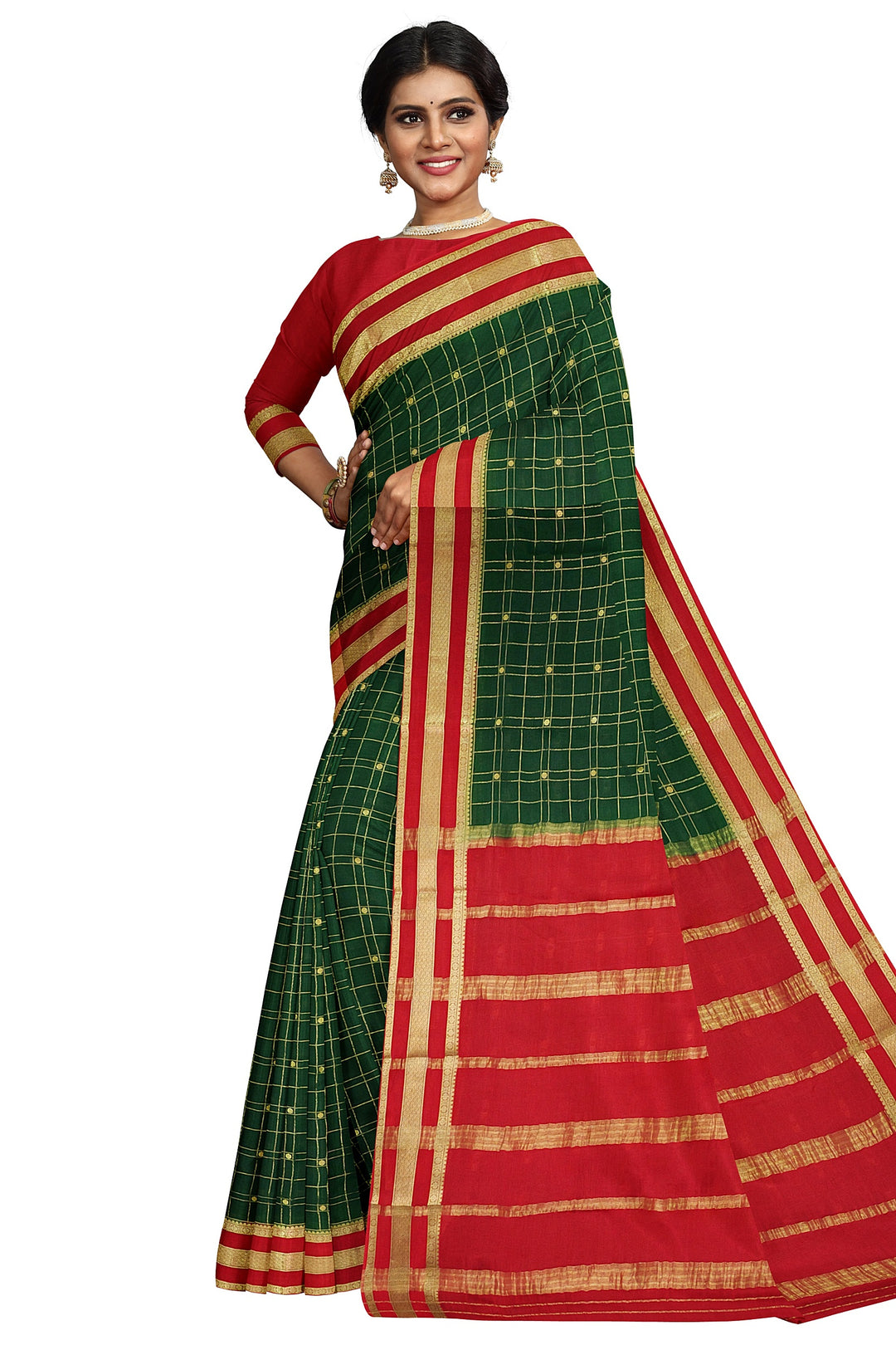 Dark GreenPure Mysore Crepe Silk Saree | SILK MARK CERTIFIED