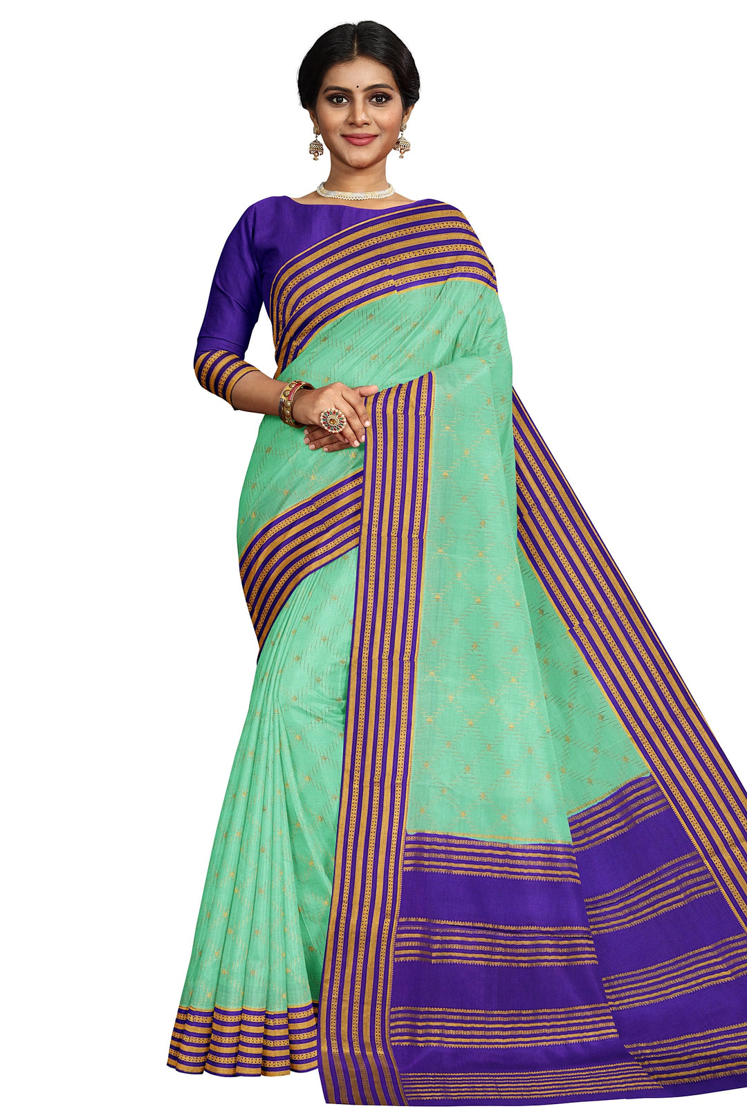 Sea Green Pure Mysore Crepe Silk Saree | SILK MARK CERTIFIED