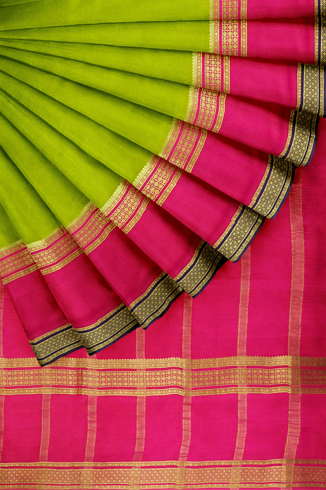 Green Pure Mysore Crepe Silk Saree | SILK MARK CERTIFIED