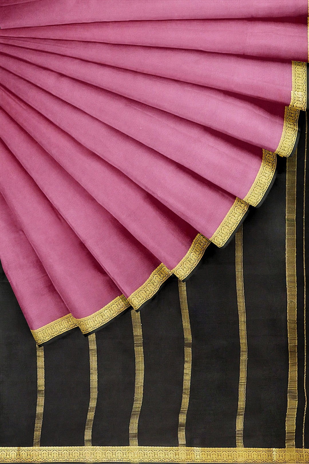 Onion Pink Colour Pure Mysore Crepe Silk Saree | SILK MARK CERTIFIED