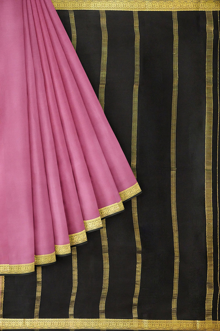 Onion Pink Colour Pure Mysore Crepe Silk Saree | SILK MARK CERTIFIED