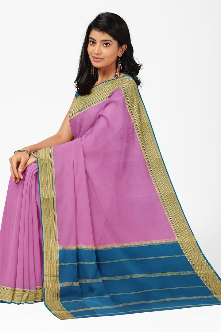 Lilac Pure Mysore Crepe Silk  | SILK MARK CERTIFIED colour difference