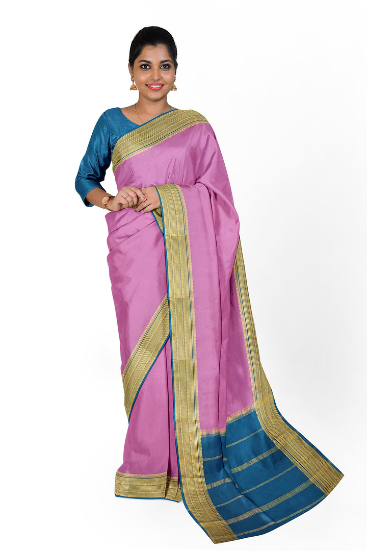 Lilac Pure Mysore Crepe Silk  | SILK MARK CERTIFIED colour difference