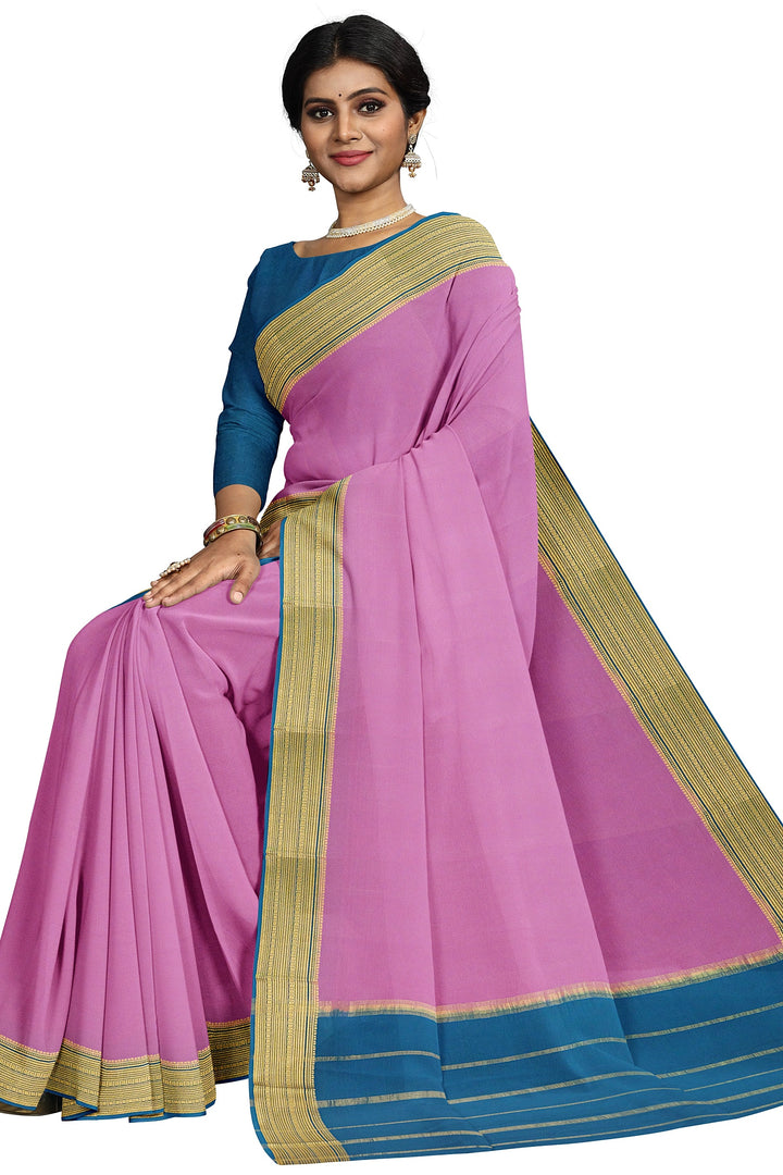 Lilac Pure Mysore Crepe Silk  | SILK MARK CERTIFIED colour difference