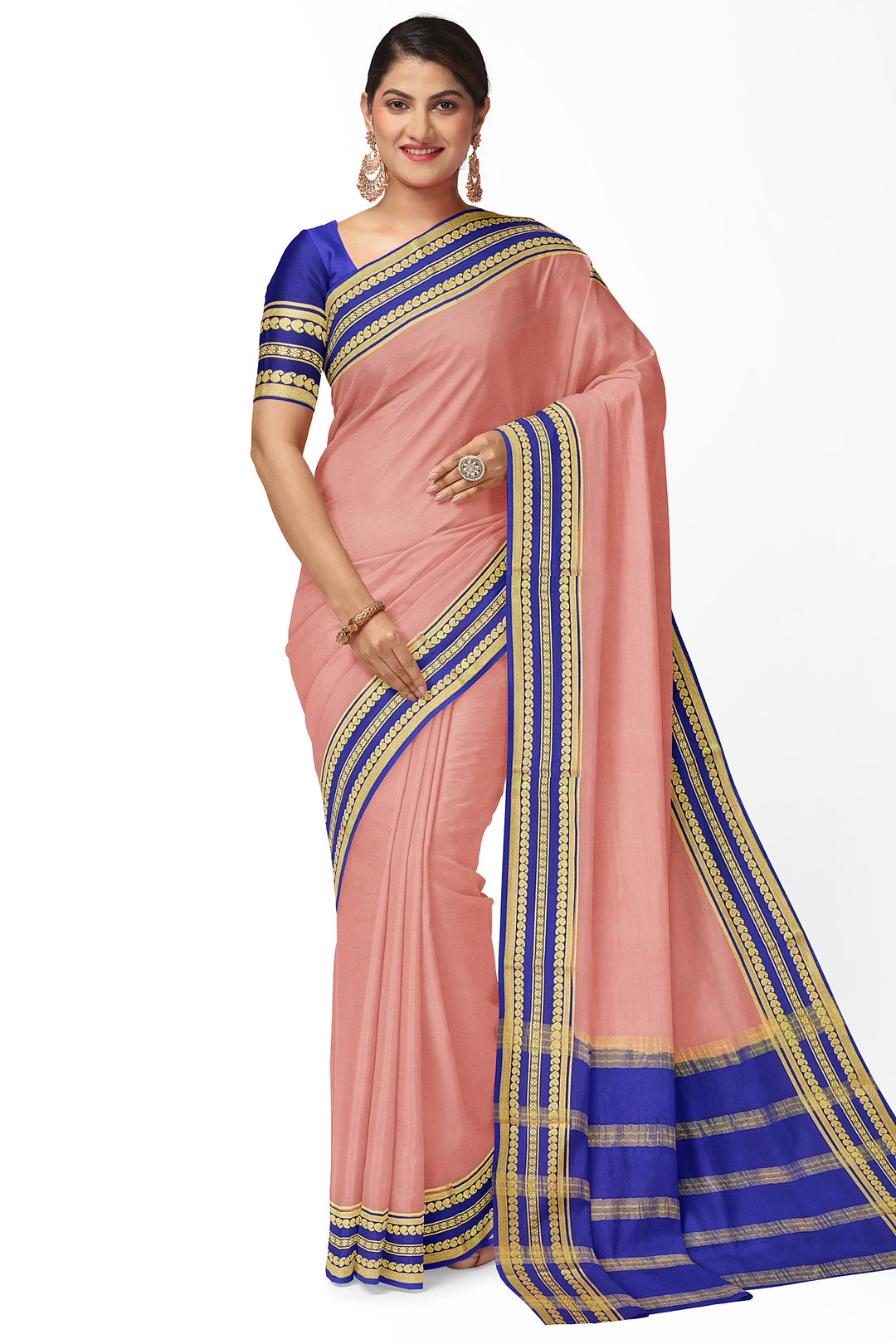 Peach Pure Mysore Crepe Silk | SILK MARK CERTIFIED