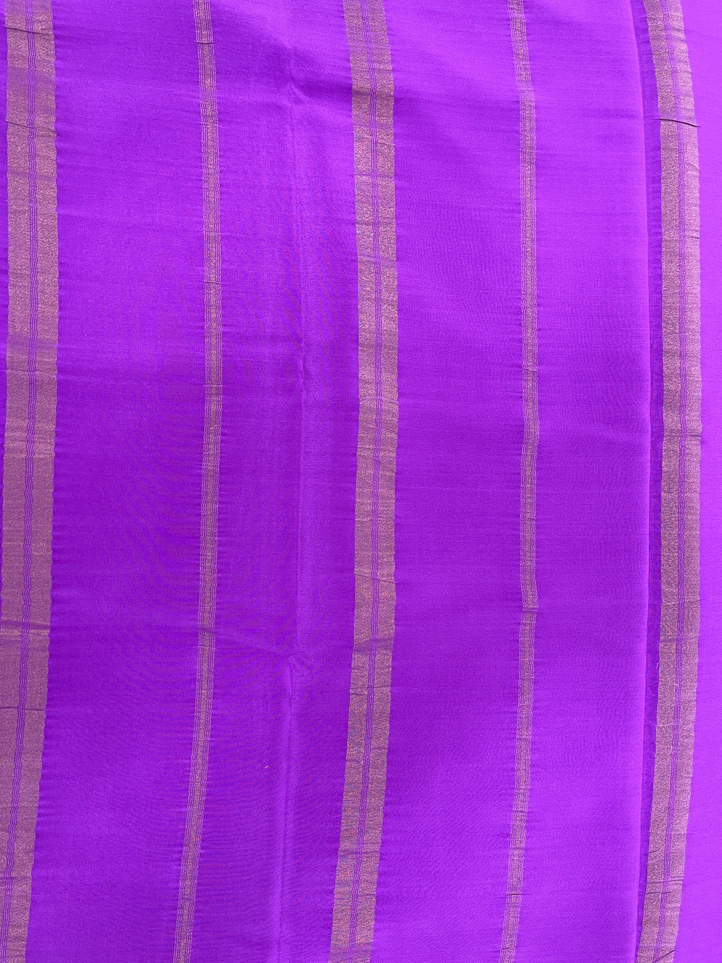 Two Line One Inch Border Pure Gold Lace Mysore Silk Saree in Self Lavender Color | Atharva