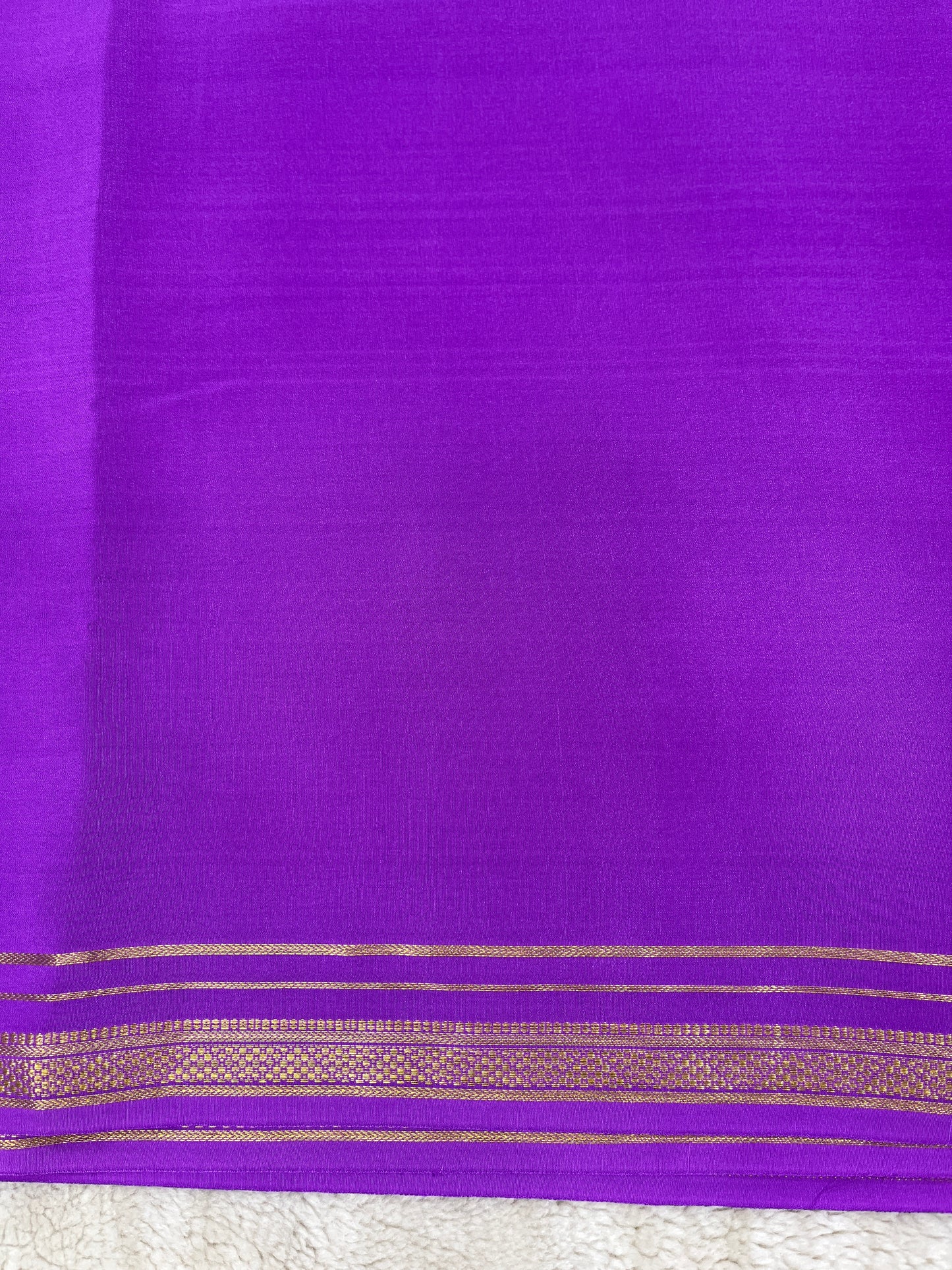 Two Line One Inch Border Pure Gold Lace Mysore Silk Saree in Self Lavender Color | Atharva