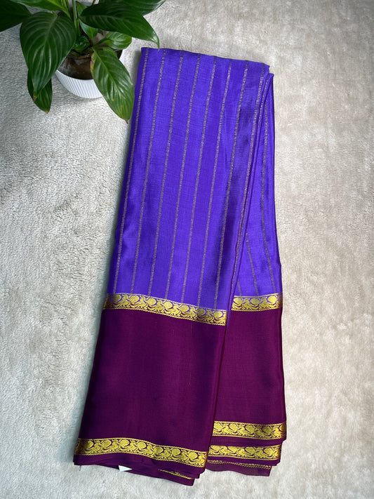 Pure Crepe Mysore Silk Saree in Bentex stripes - 1145310