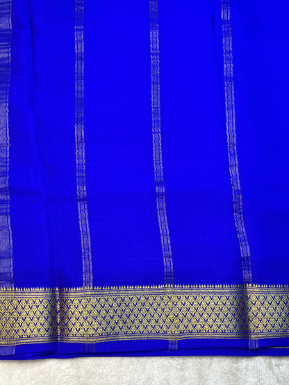 Pure Crepe Mysore Silk Saree In Yellow & Royal Blue contrast border-16271501