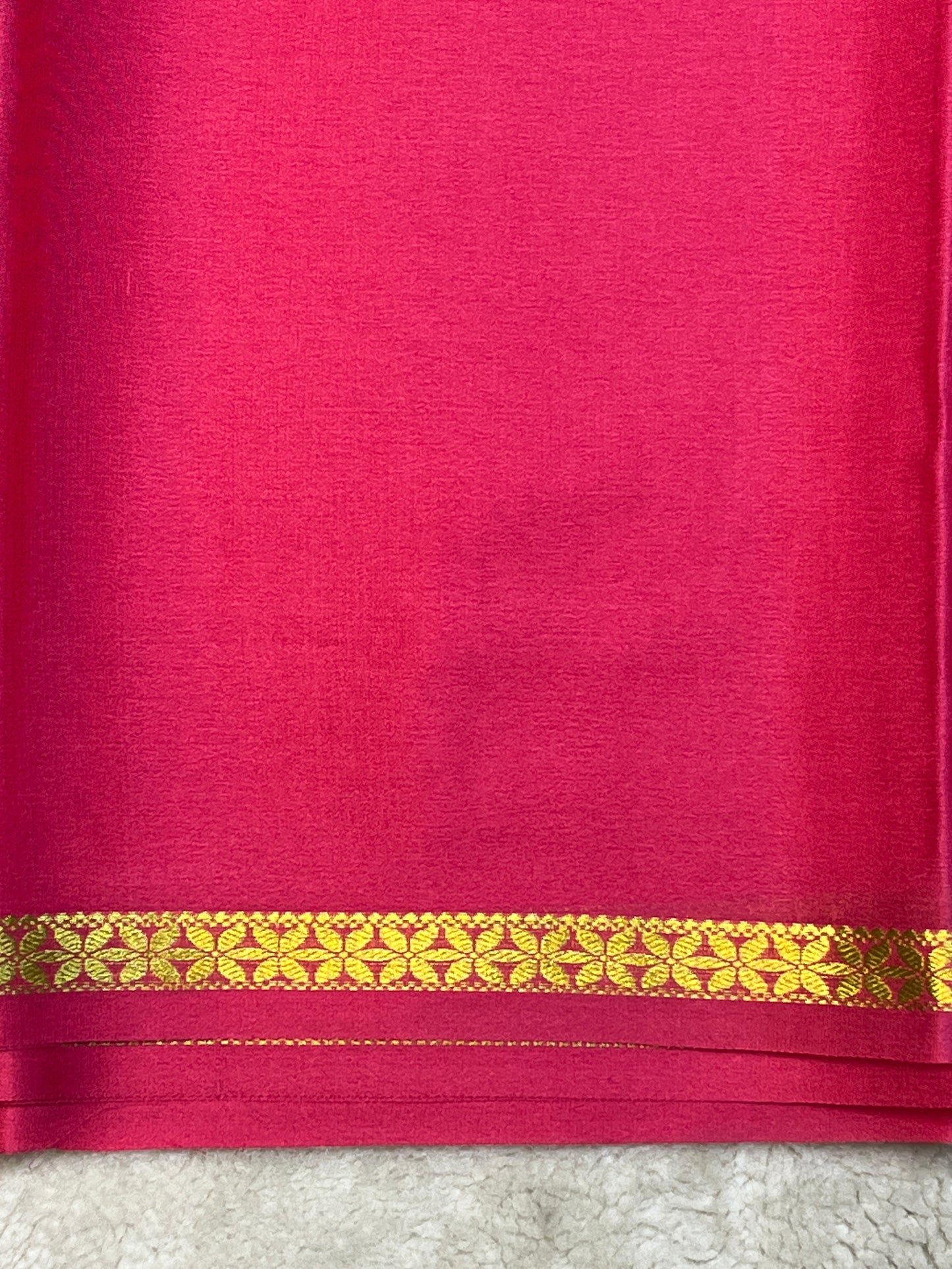 Pure Crepe Mysore Silk Saree In Rani Pink With Self Blouse-1146006