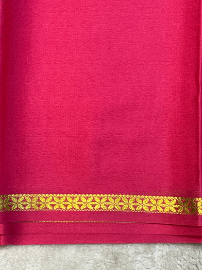 Pure Crepe Mysore Silk Saree In Rani Pink With Self Blouse-1146006