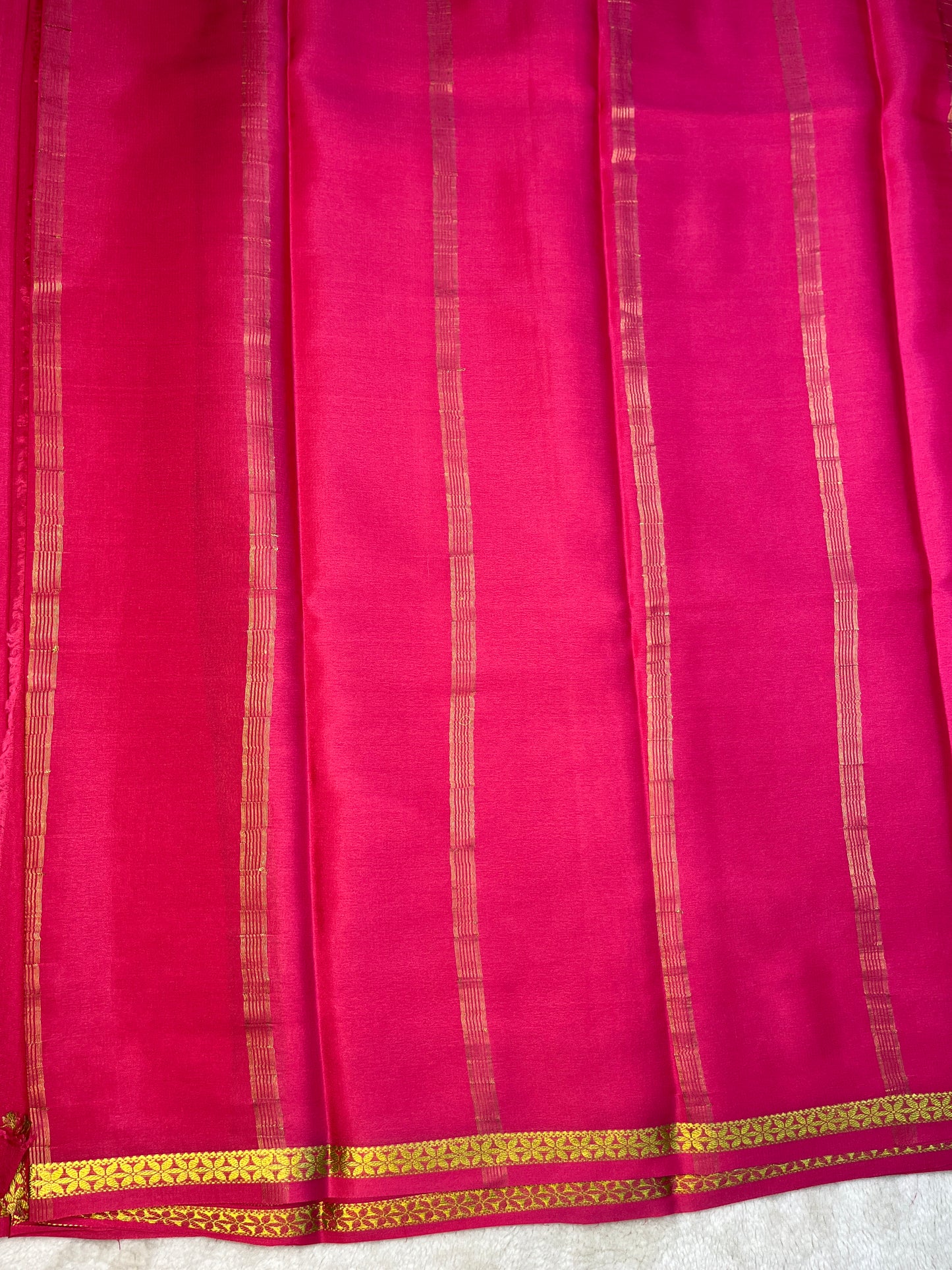 Pure Crepe Mysore Silk Saree In Rani Pink With Self Blouse-1146006