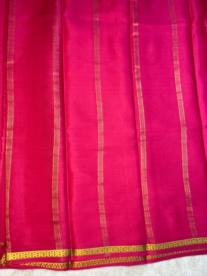 Pure Crepe Mysore Silk Saree In Rani Pink With Self Blouse-1146006