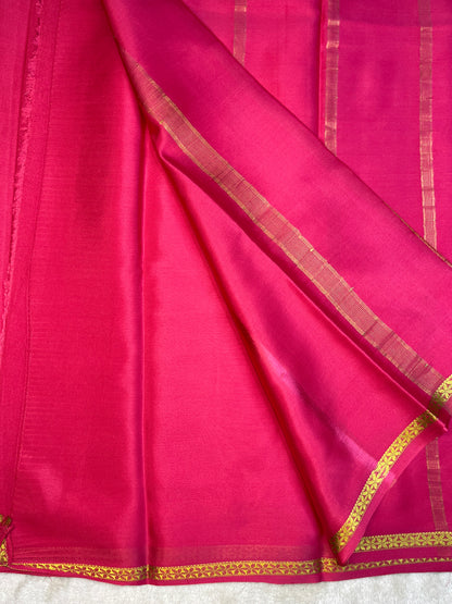 Pure Crepe Mysore Silk Saree In Rani Pink With Self Blouse-1146006