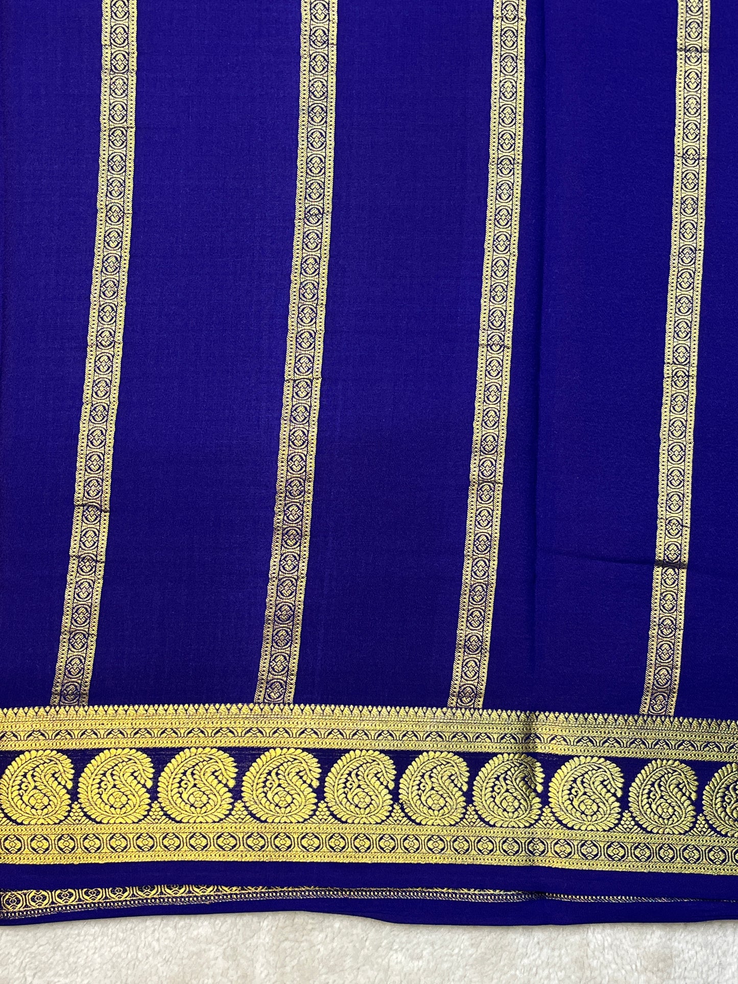 Pure Crepe Mysore Silk Saree in checks mango border 1145314