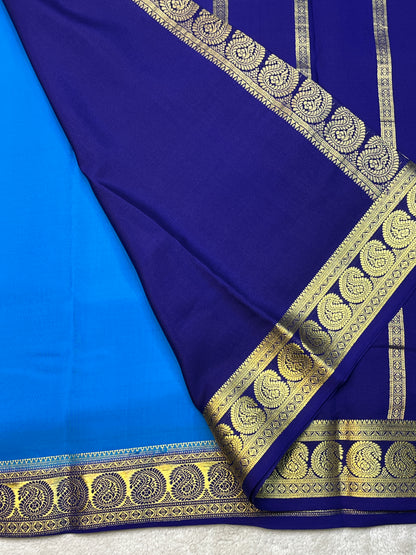 Pure Crepe Mysore Silk Saree in checks mango border 1145314