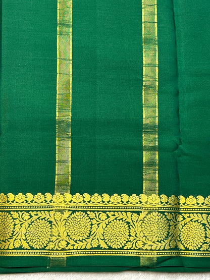 Pure Crepe Mysore Silk Saree plain in Yellow with contrast Green Blouse