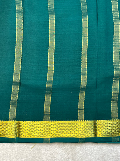 Pure Crepe Mysore Silk 3D shaded In Blue With Green Contrast Blouse