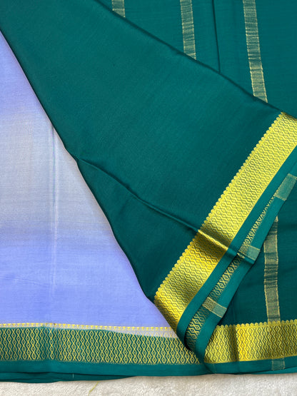 Pure Crepe Mysore Silk 3D shaded In Blue With Green Contrast Blouse