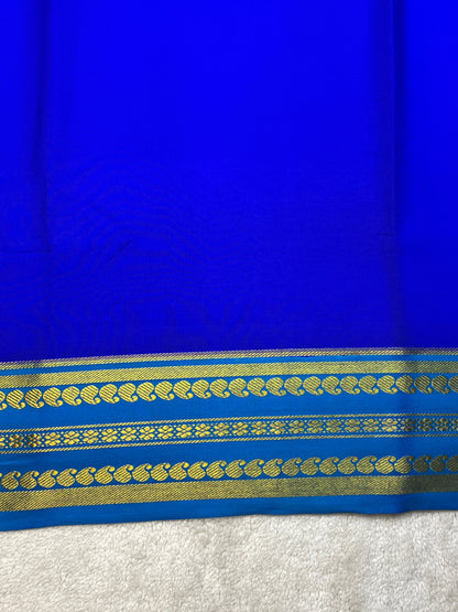 Pure Crepe Mysore Silk Saree in reverse mango border With Blue Self Blouse-1146005