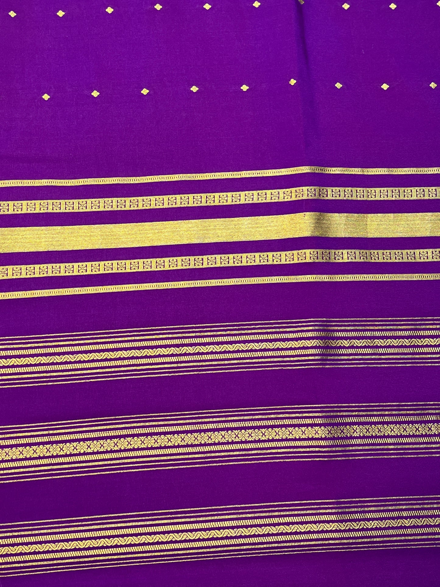 Pure Crepe Mysore Silk Saree Pallu Checks All Checks In Purple With Self Blouse