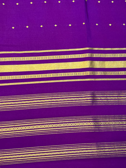 Pure Crepe Mysore Silk Saree Pallu Checks All Checks In Purple With Self Blouse